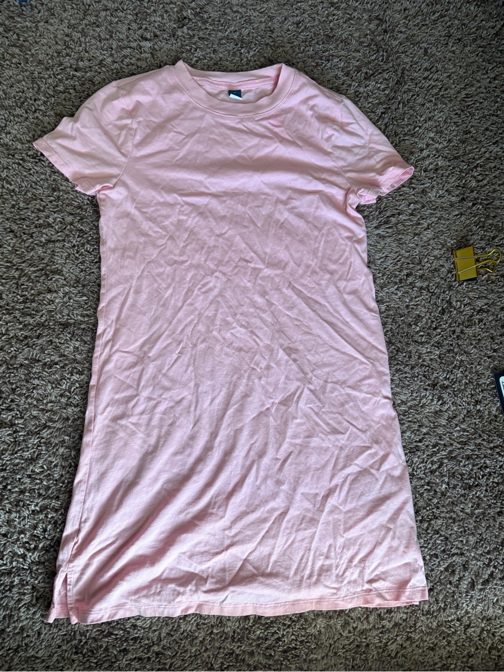 Old Navy Light Pink Crewneck Midi T-Shirt Dress